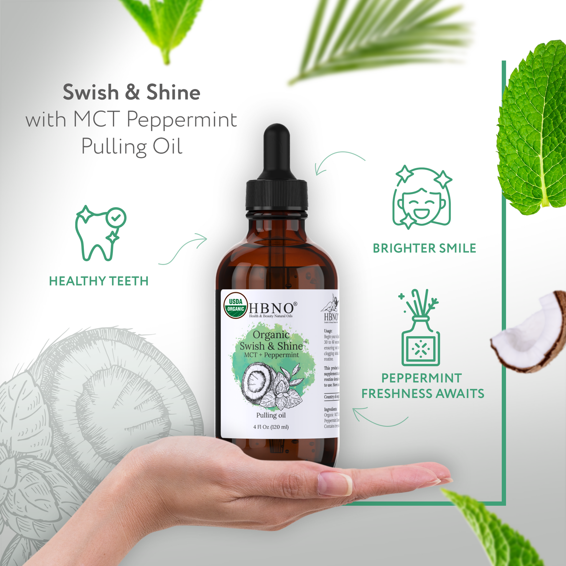 Organic Swish & Shine Coconut MCT + Peppermint