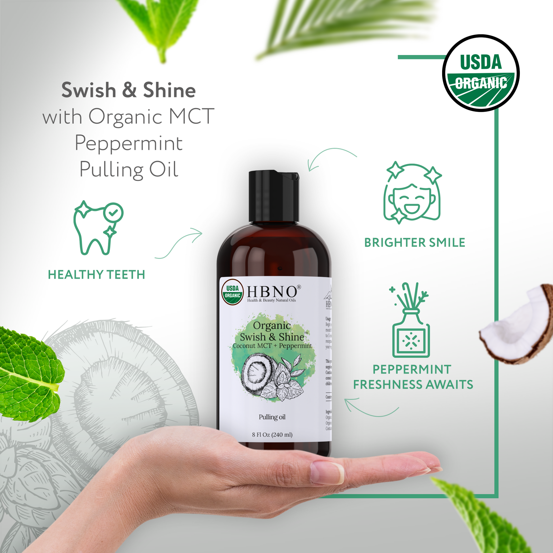 Organic Swish & Shine Coconut MCT + Peppermint