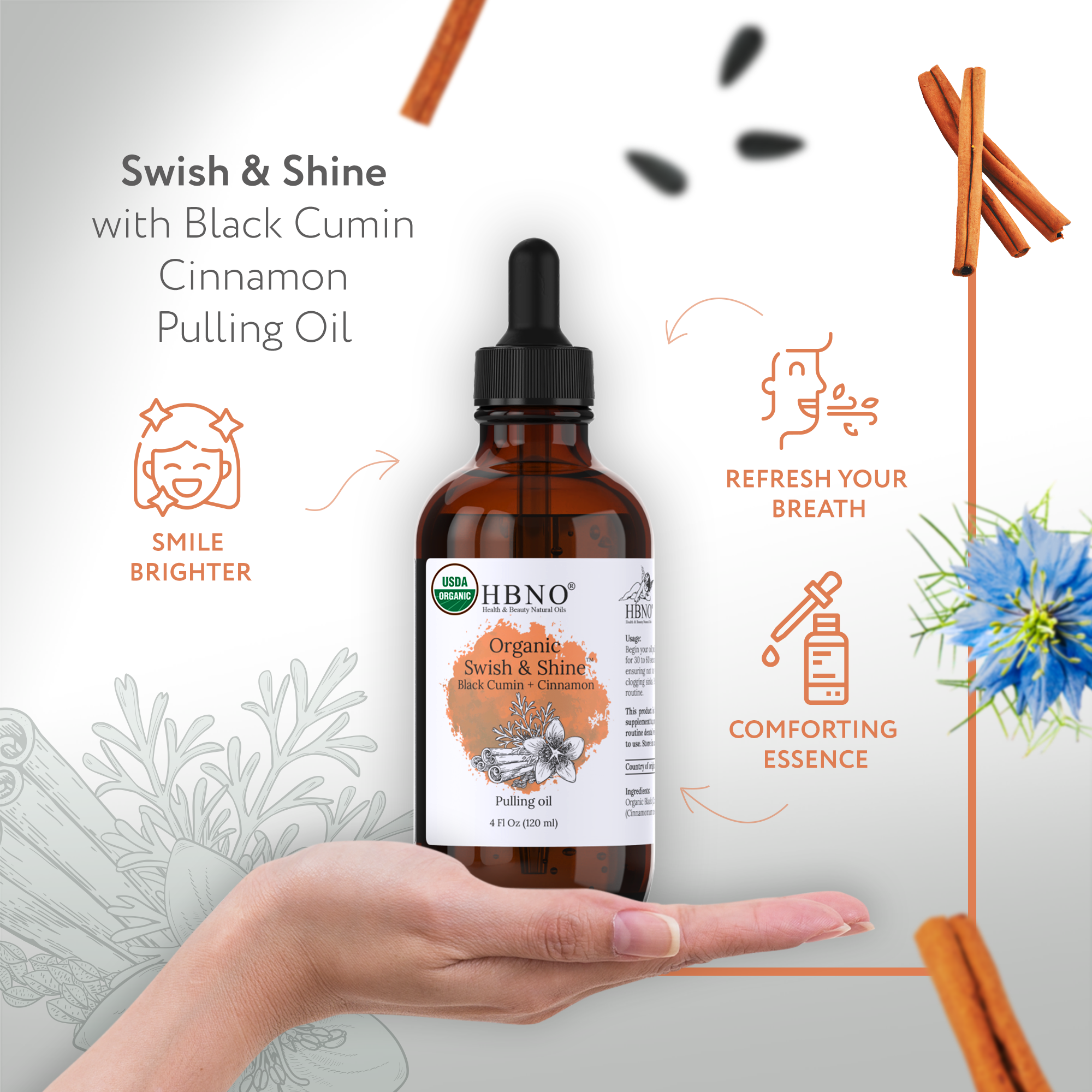 Organic Swish & Shine Black Cumin + Cinnamon