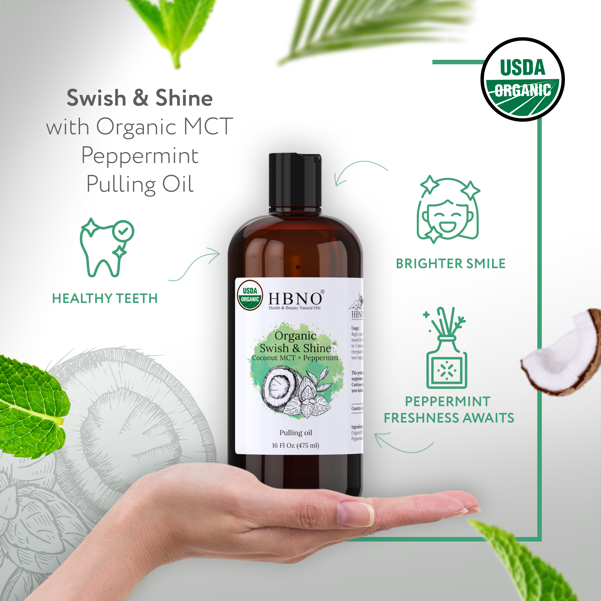 Organic Swish & Shine Coconut MCT + Peppermint